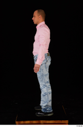 Whole Body Man White Shirt Jeans Slim Standing Studio photo references